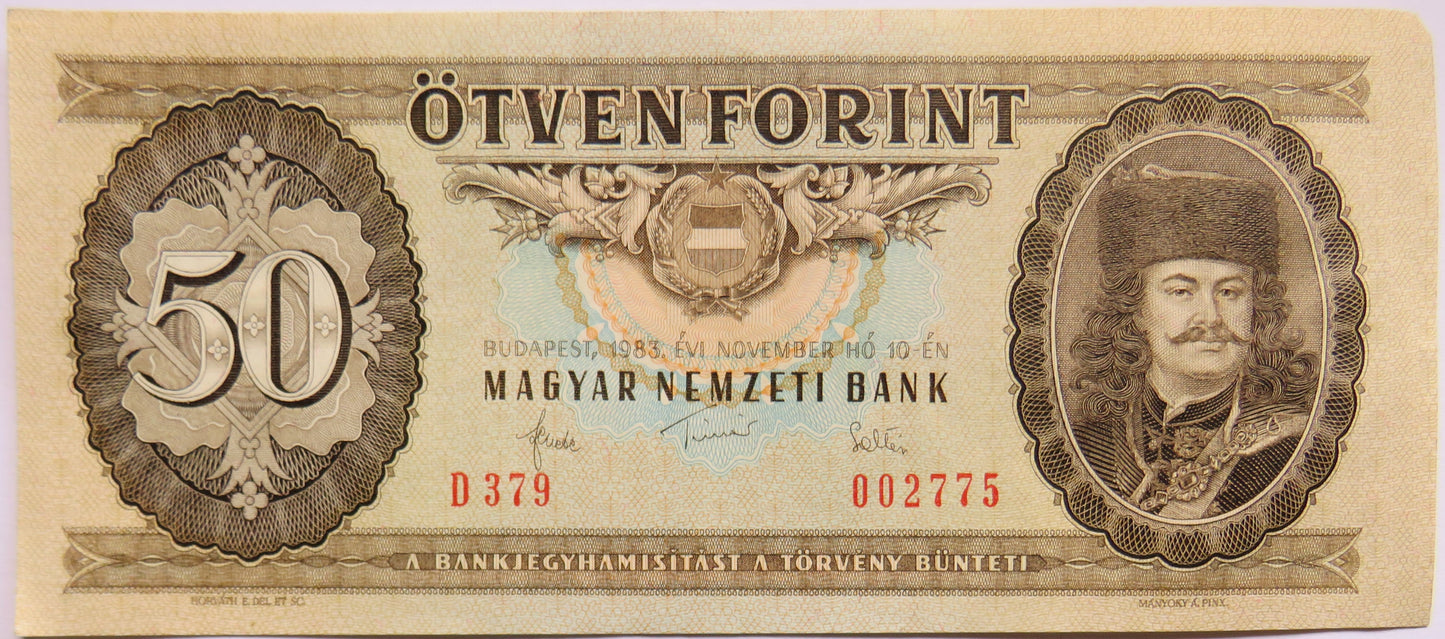 1983 Hungary 50 Forint Banknote