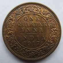 Load image into Gallery viewer, 1917 King George V India 1/4 Anna Coin In High Grade
