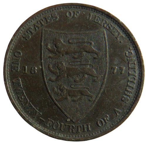 1877 Queen Victoria States of Jersey 1/24th of A Shilling Coin