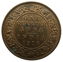 Load image into Gallery viewer, 1918 King George V India 1/4 Anna Coin
