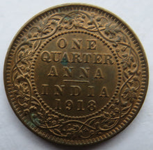 Load image into Gallery viewer, 1918 King George V India 1/4 Anna Coin
