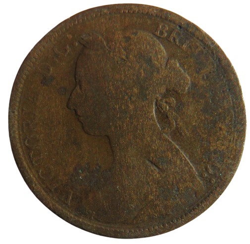 1887 Queen Victoria Bun Head Halfpenny Coin - Great Britain