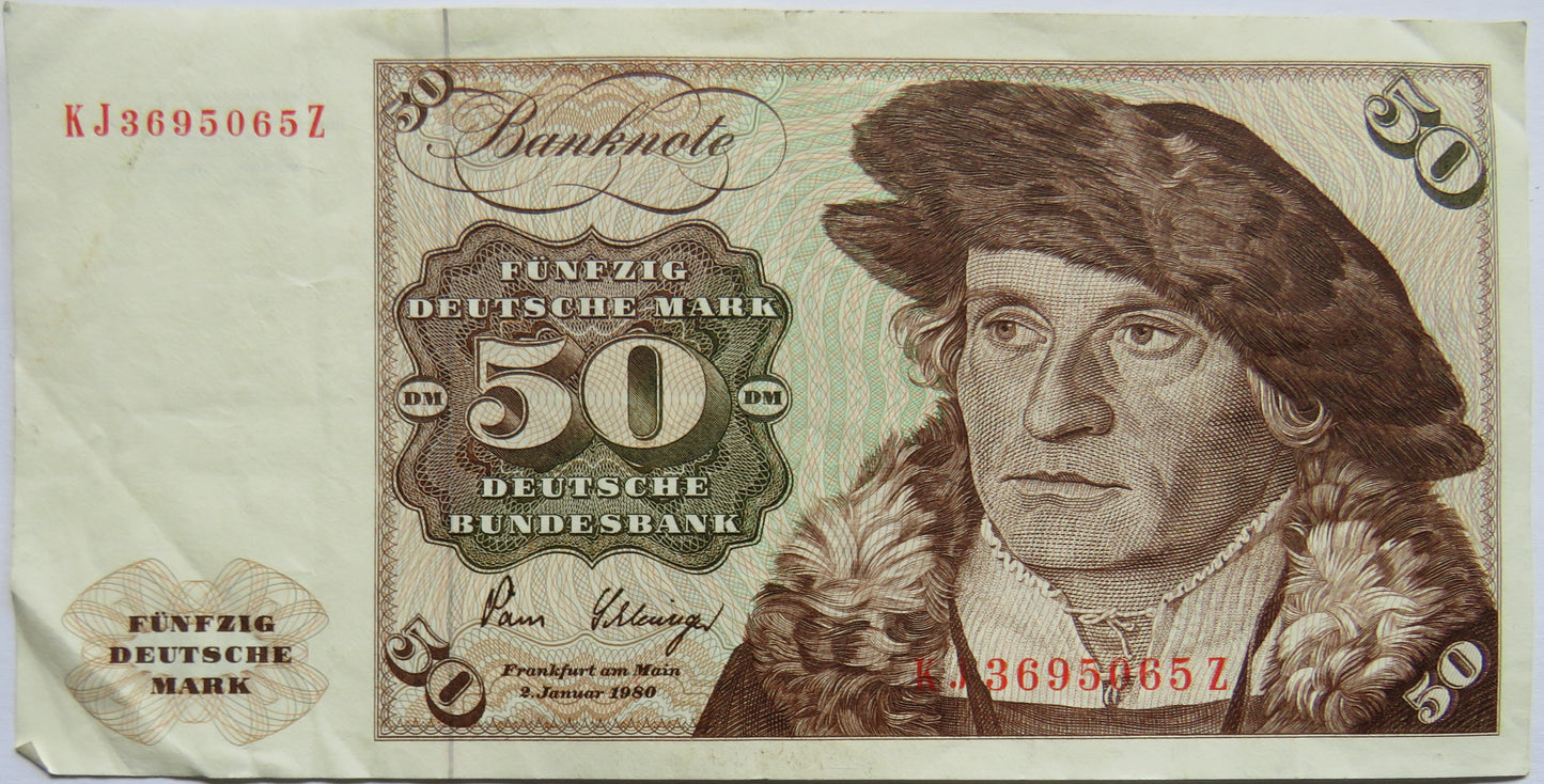 1980 Germany 50 Deutsche Mark Banknote