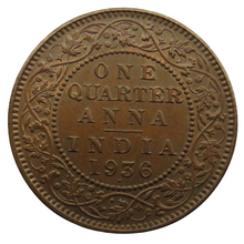 Load image into Gallery viewer, 1936 King George V India 1/4 Anna Coin
