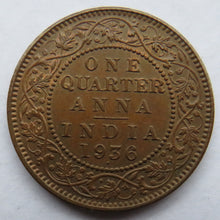 Load image into Gallery viewer, 1936 King George V India 1/4 Anna Coin
