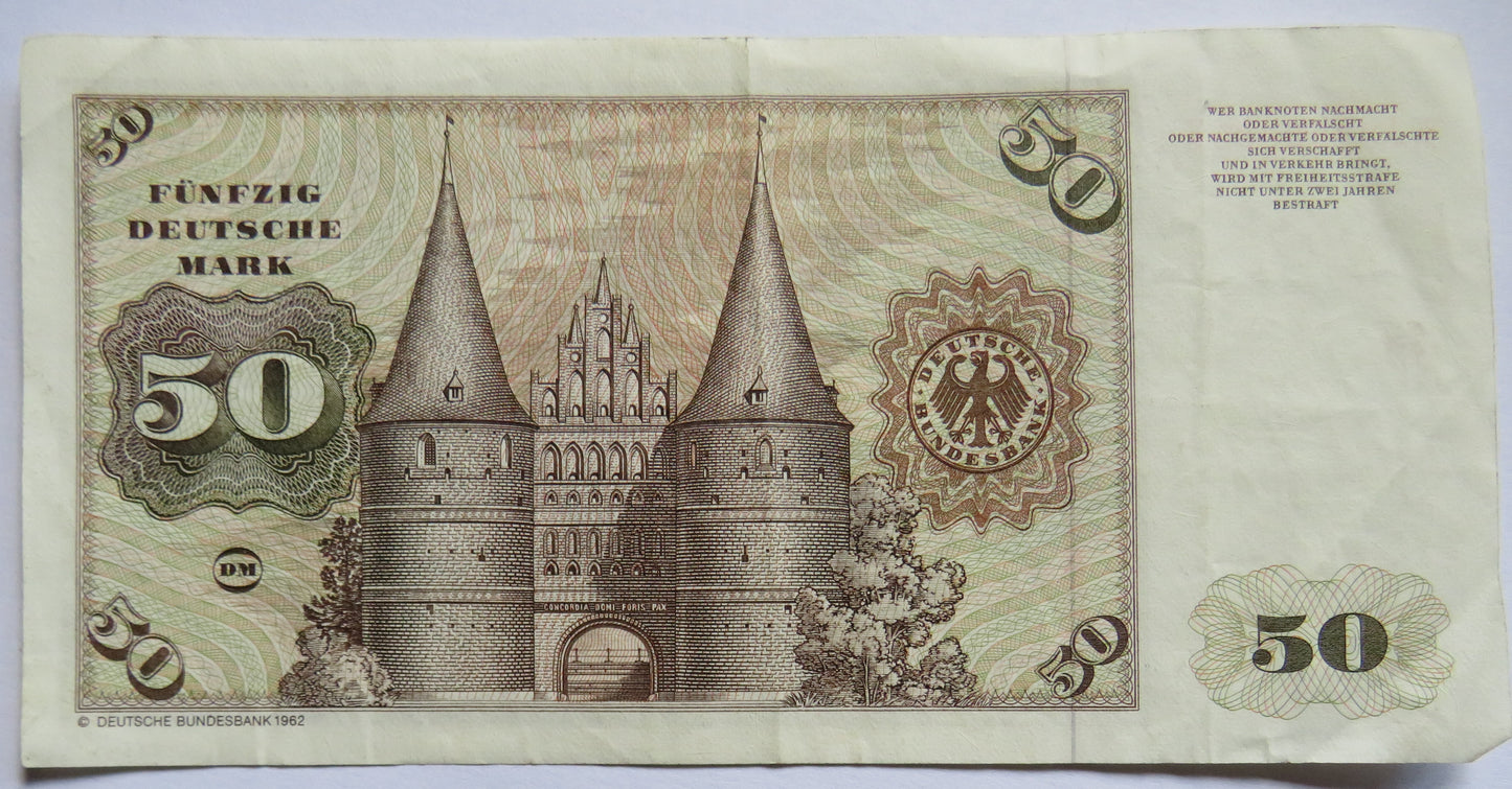 1980 Germany 50 Deutsche Mark Banknote