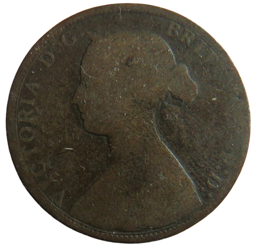 1862 Queen Victoria Bun Head Halfpenny Coin - Great Britain
