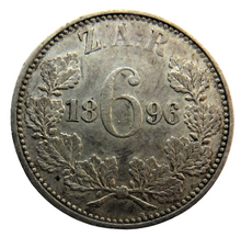 Load image into Gallery viewer, 1896 South Africa ZAR Silver Sixpence Coin
