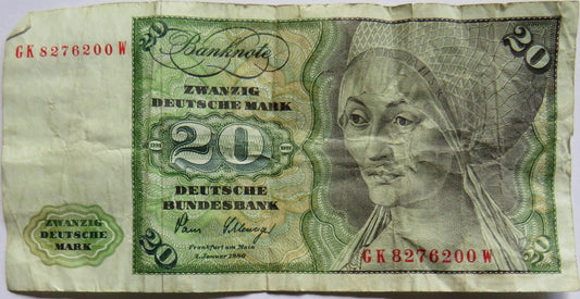 1980 Germany 20 Deutsche Mark Banknote