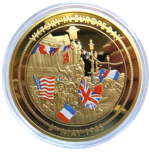 Large Commemorative Coin / Medal Victory In Europe Day 70th Anniversary of End of WWII