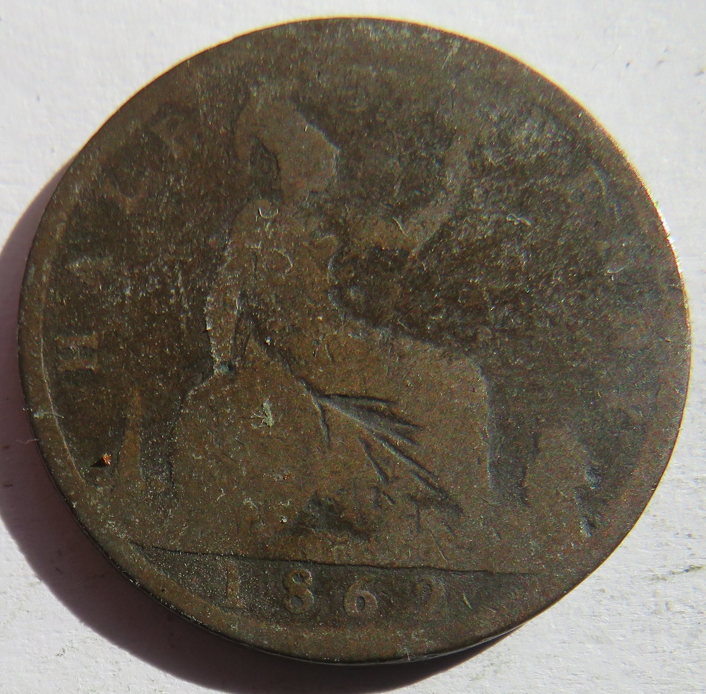 1862 Queen Victoria Bun Head Halfpenny Coin - Great Britain