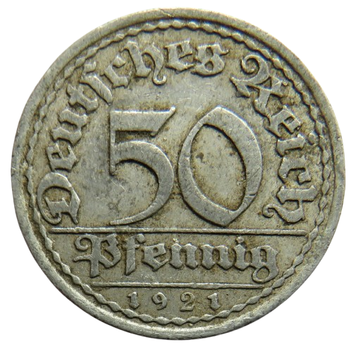 1921-A Germany - Weimar Republic 50 Pfennig Coin