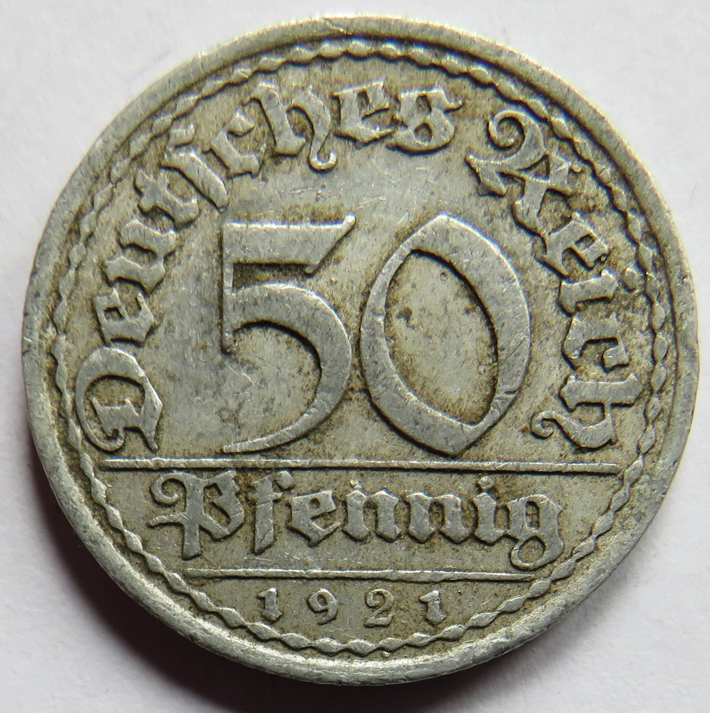 1921-A Germany - Weimar Republic 50 Pfennig Coin