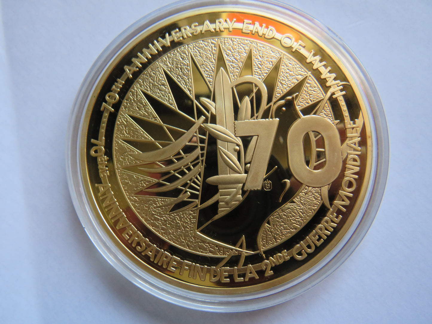 Large Commemorative Coin / Medal General Charles De Gaulle 70th Anniversary of End of WWII