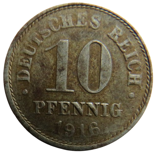 1916-A Germany 10 Pfennig Coin