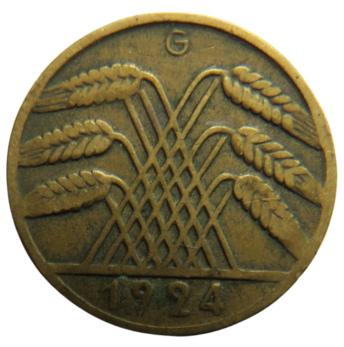 1924-G Germany - Weimar Republic 10 Rentenpfennig Coin