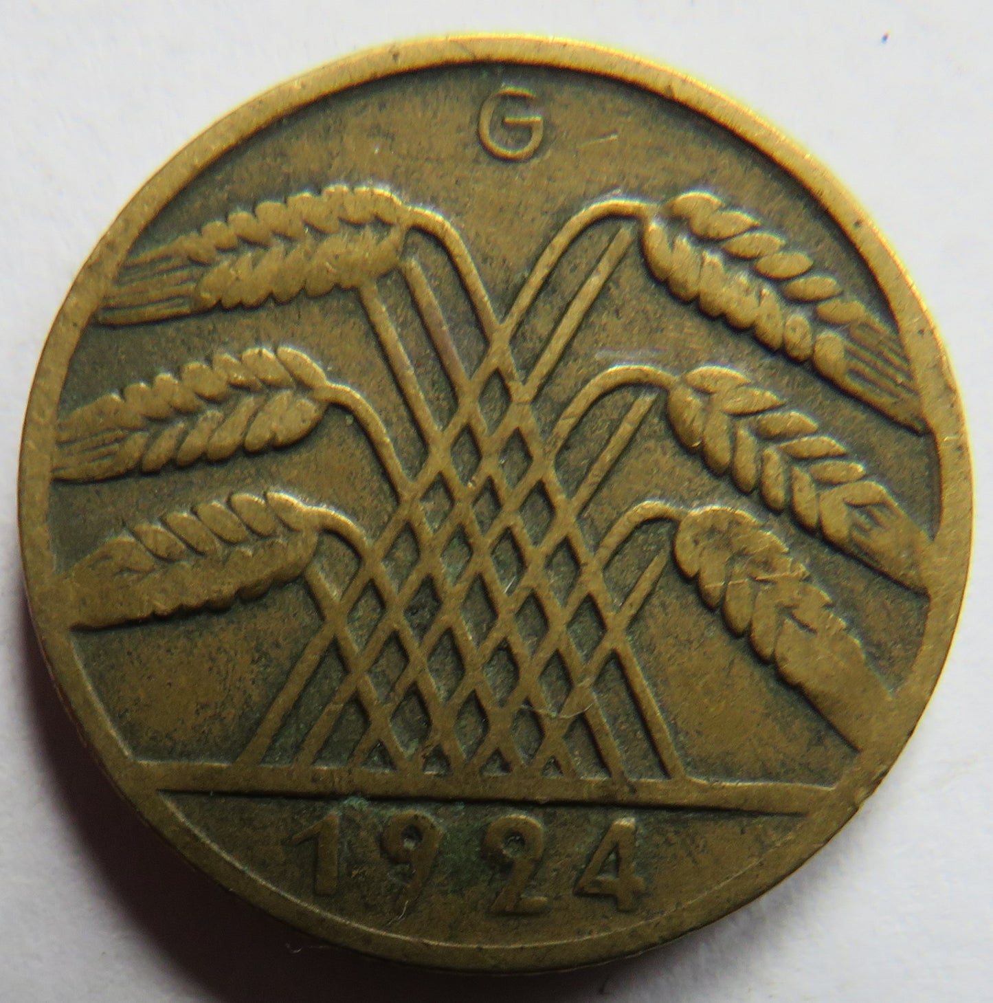 1924-G Germany - Weimar Republic 10 Rentenpfennig Coin