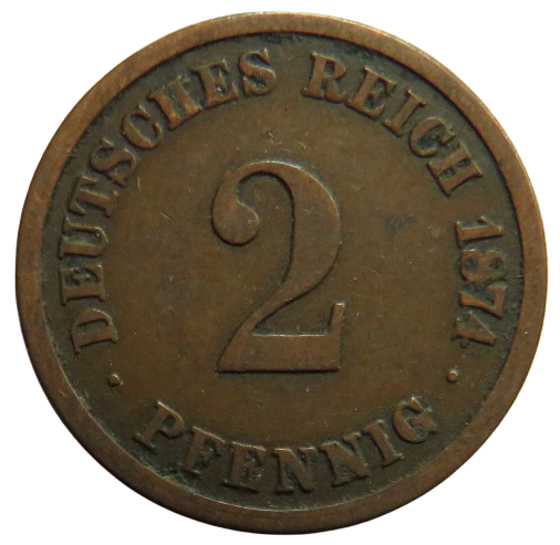 1874-A Germany 2 Pfennig Coin