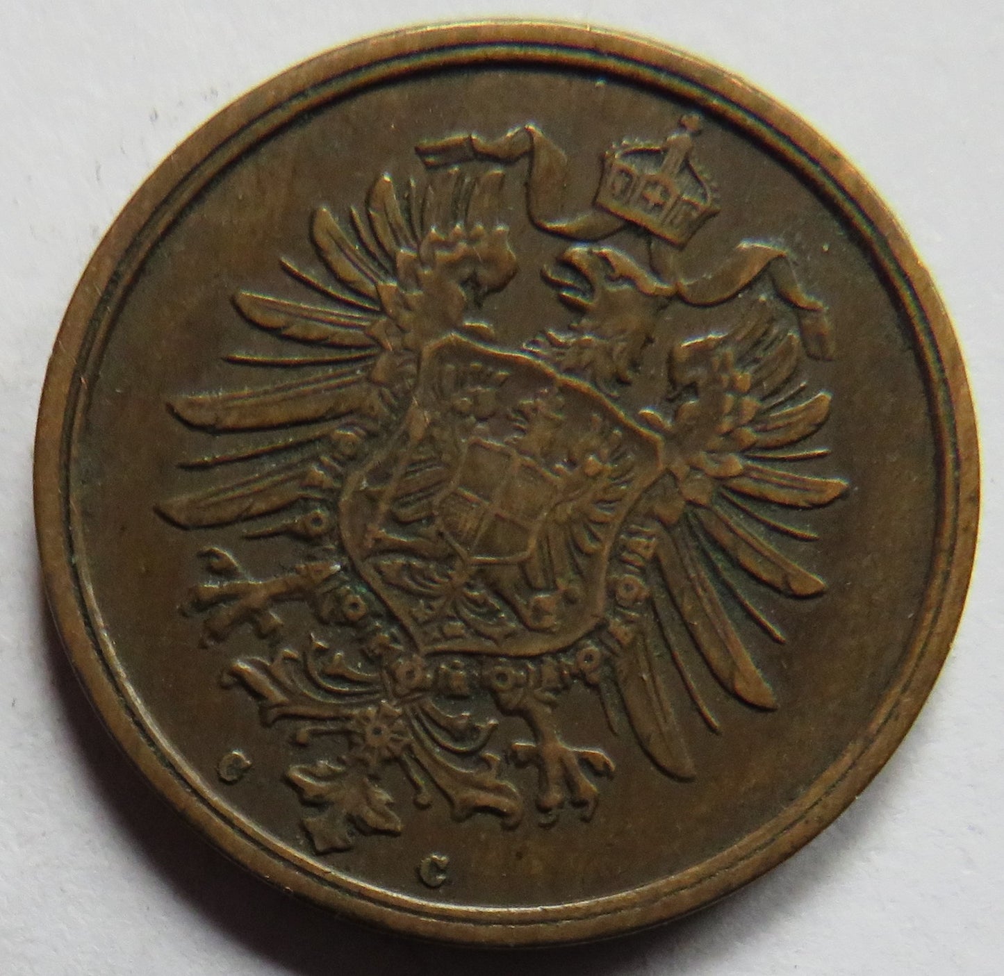 1876-C Germany 2 Pfennig Coin