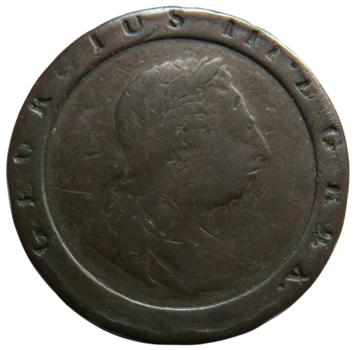 1797 King George III Cartwheel Twopence Coin - Great Britain