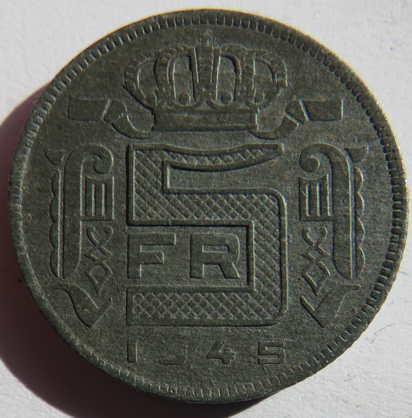 1945 Belgium 5 Francs Coin
