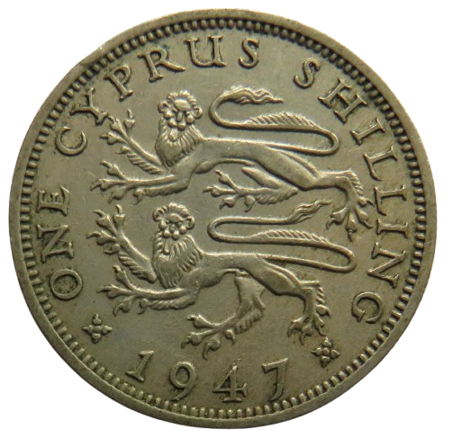 1947 King George VI Cyprus One Shilling Coin