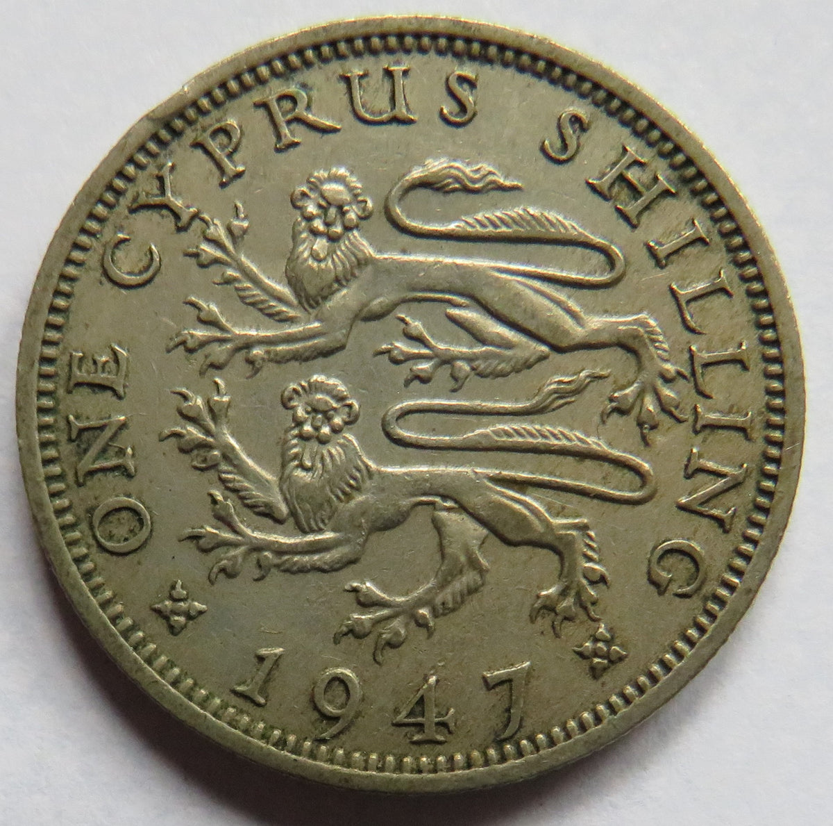 1947 King George VI Cyprus One Shilling Coin