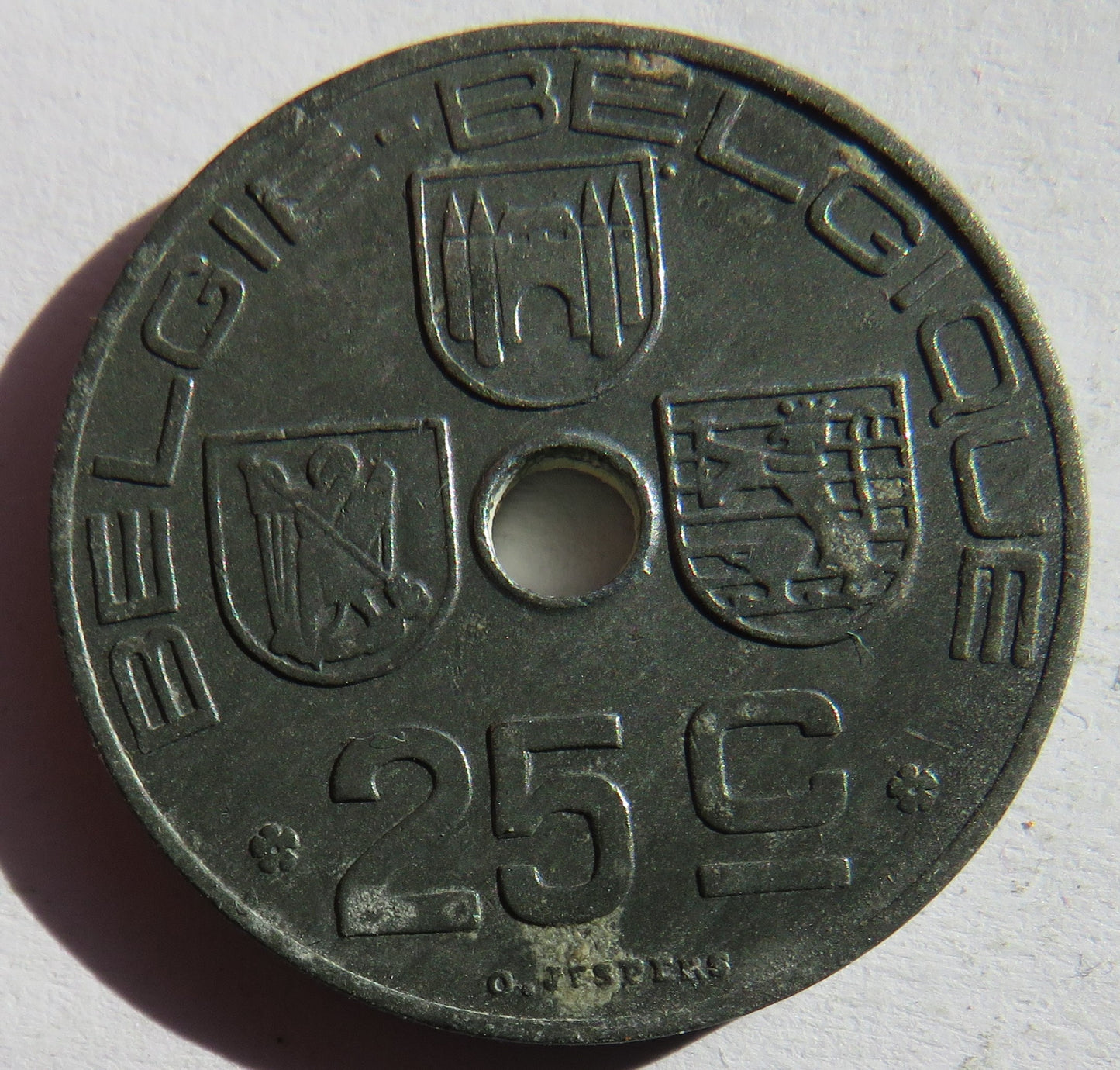 1944 Belgium 25 Centimes Coin