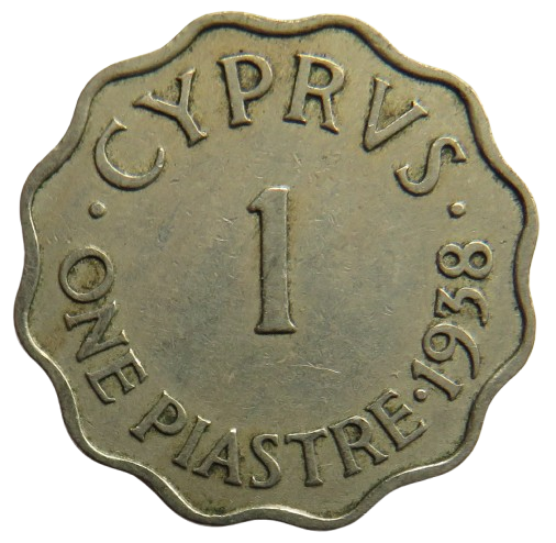 1938 King George VI Cyprus 1 Piastre Coin