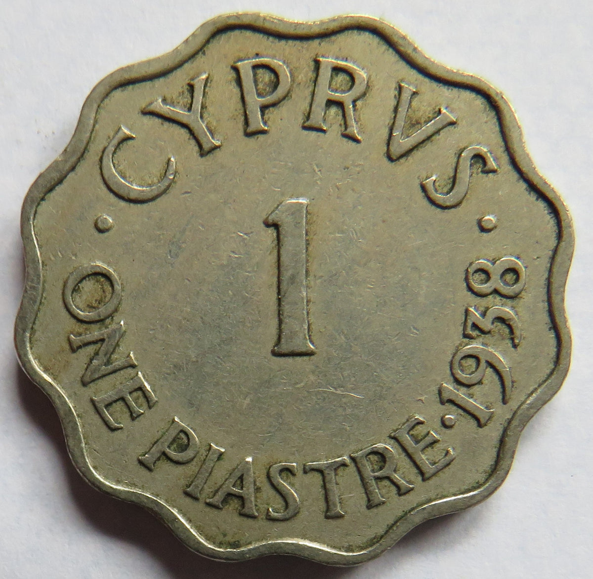 1938 King George VI Cyprus 1 Piastre Coin
