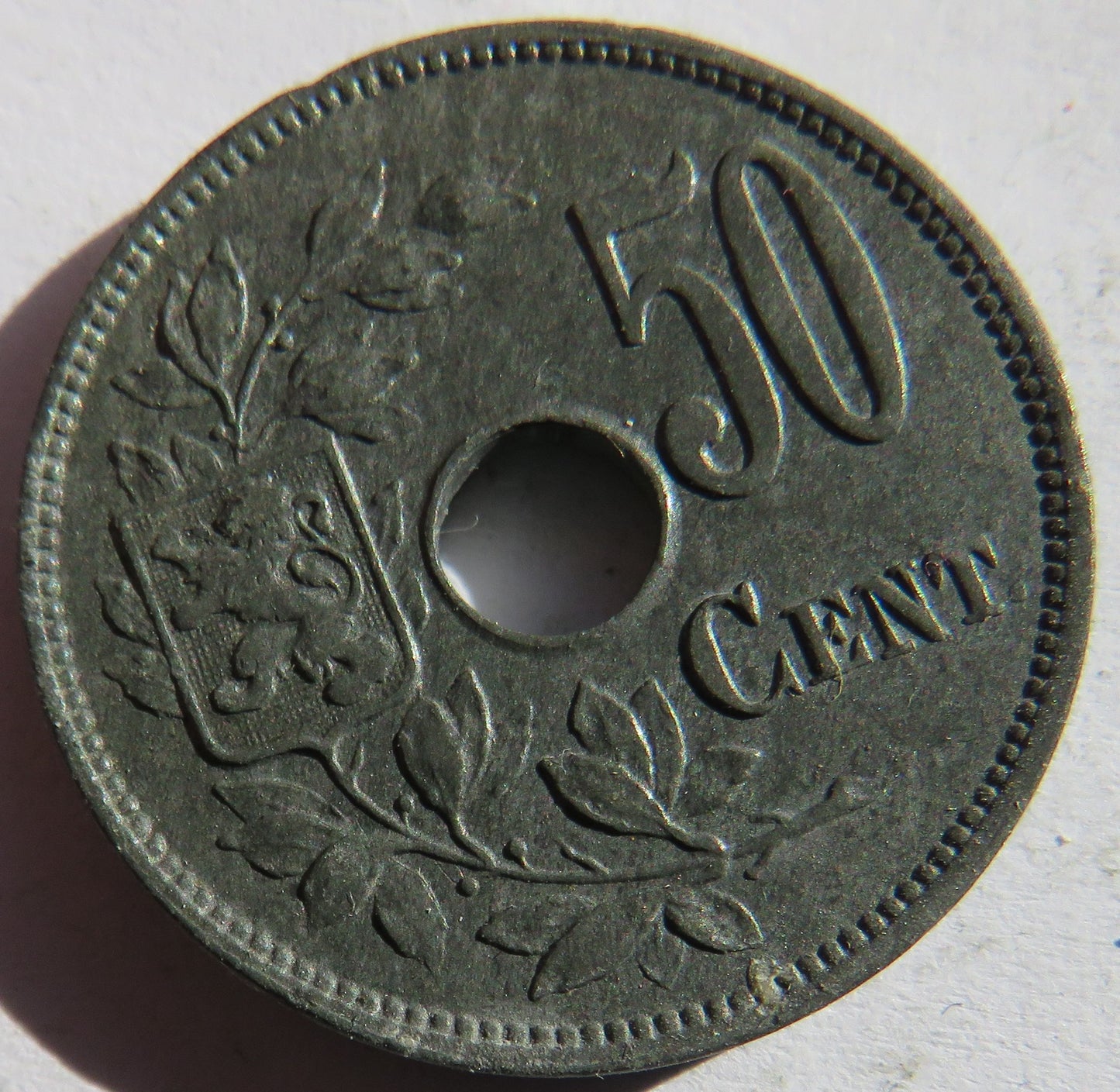 1918 Belgium 50 Centimes Coin