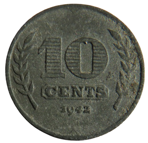 1942 Netherlands 10 Cents Coin