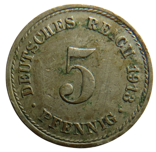 1913-A Germany 5 Pfennig Coin
