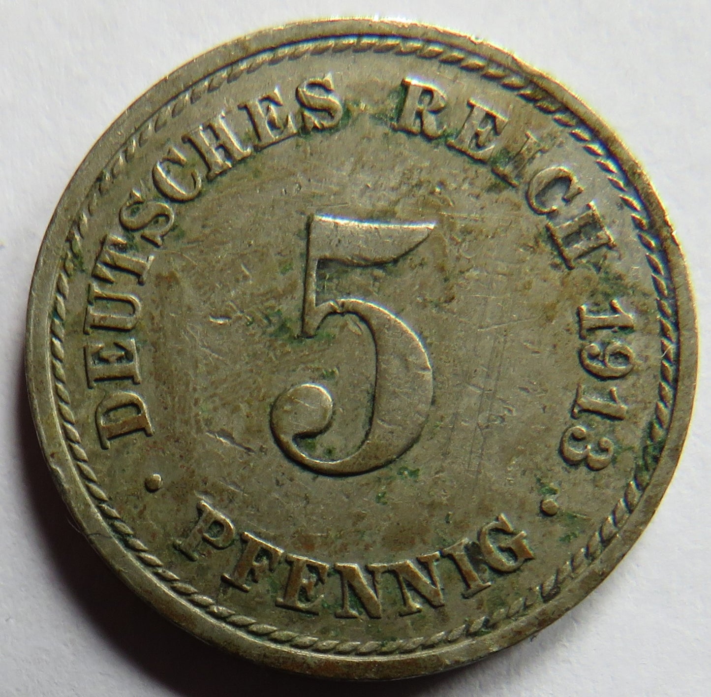 1913-A Germany 5 Pfennig Coin