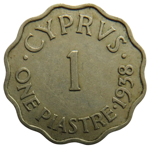 1938 King George VI Cyprus 1 Piastre Coin