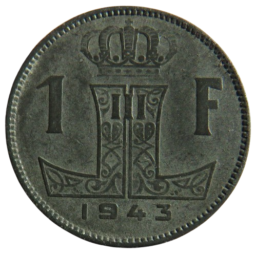 1943 Belgium One Franc Coin