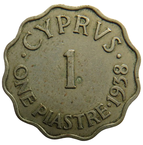 1938 King George VI Cyprus 1 Piastre Coin