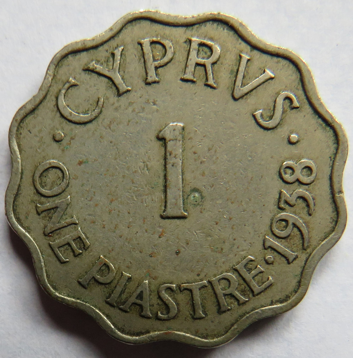 1938 King George VI Cyprus 1 Piastre Coin