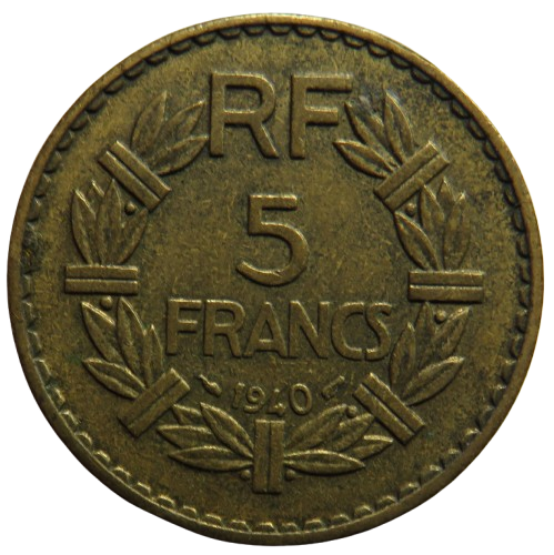 1940 France 5 Francs Coin