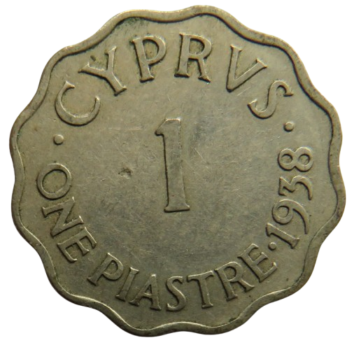 1938 King George VI Cyprus 1 Piastre Coin
