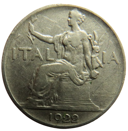 1922 Italy One Lira Coin