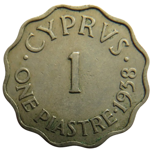 1938 King George VI Cyprus 1 Piastre Coin