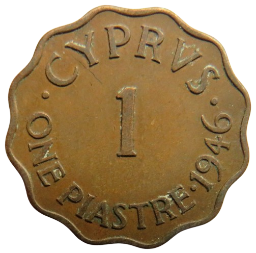 1946 King George VI Cyprus 1 Piastre Coin