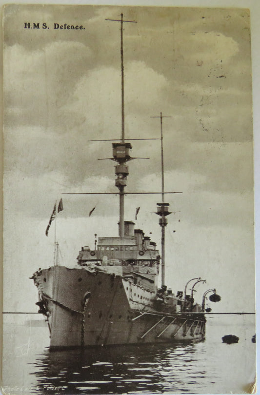 Vintage Warship Postcard of H.M.S. "Defence"