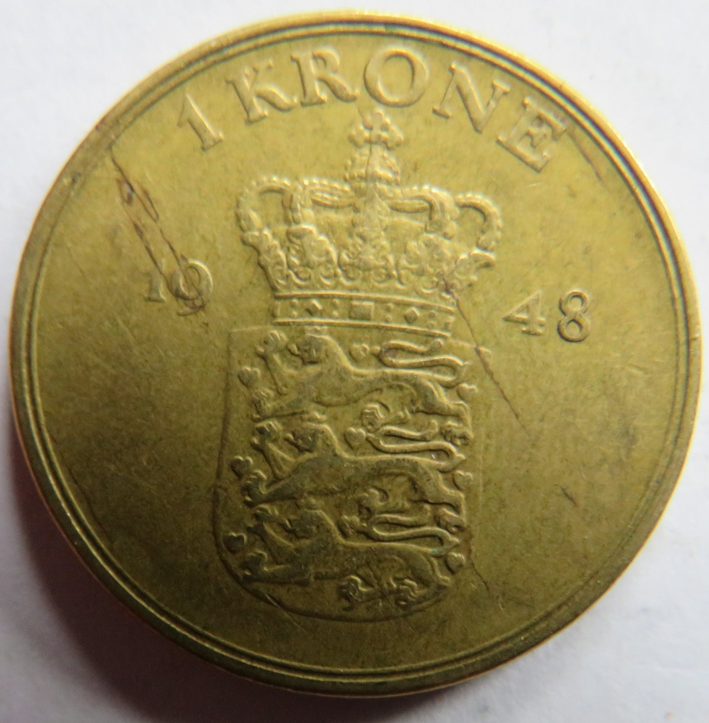1948 Denmark One Krone Coin