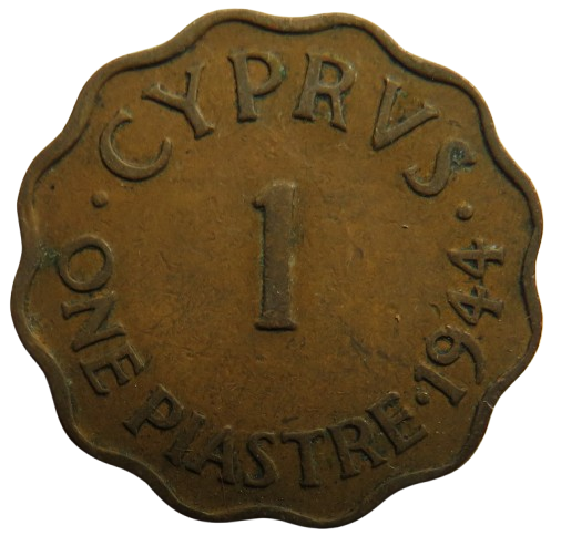 1944 King George VI Cyprus 1 Piastre Coin