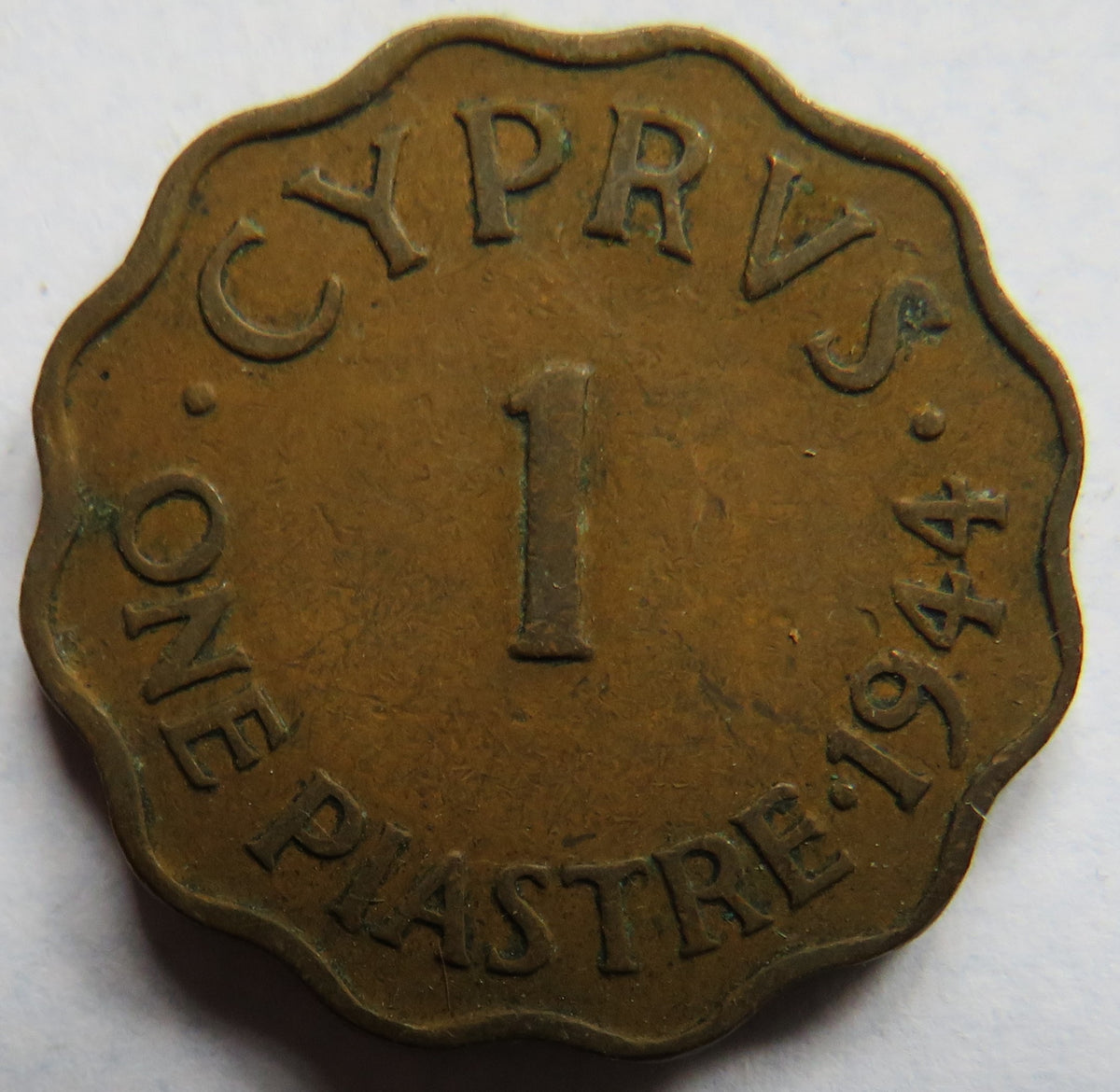 1944 King George VI Cyprus 1 Piastre Coin