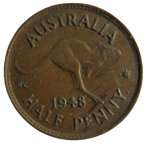1948 King George VI Australia Halfpenny Coin