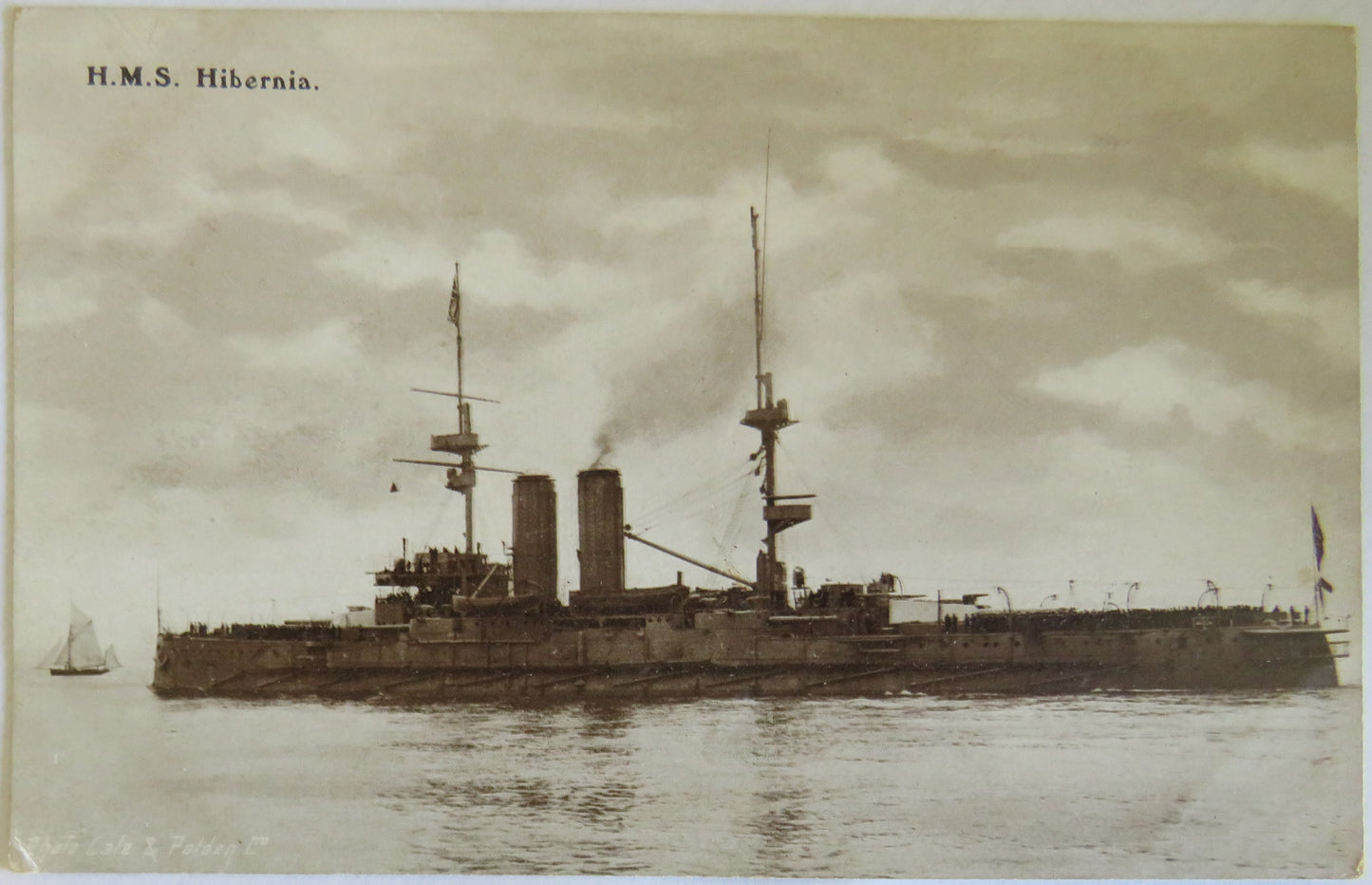 Vintage Warship Postcard of H.M.S. "Hibernia"