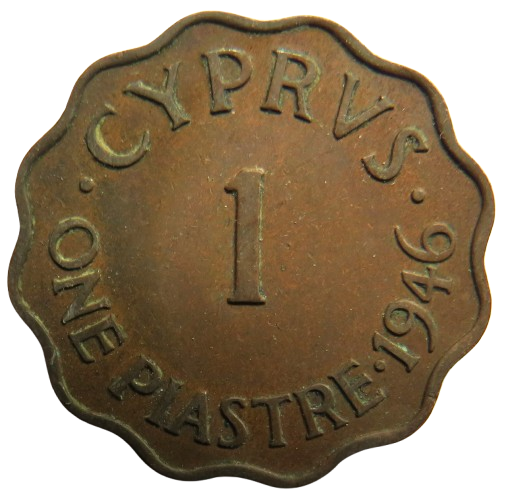 1946 King George VI Cyprus 1 Piastre Coin